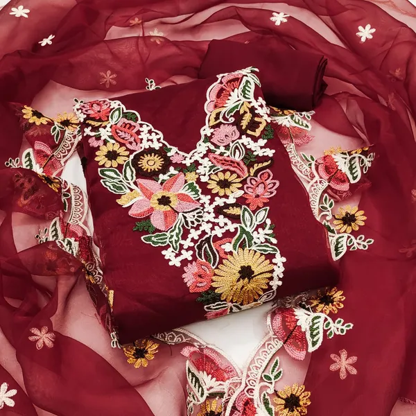 Unstitched_Organza_Silk_Embroidery_Work_Dress_Material_For_Her_With_4.10_Meter_Top_And_Bottom_With_1.50_Meter_Inner_And_2.10_Meter_Dupatta