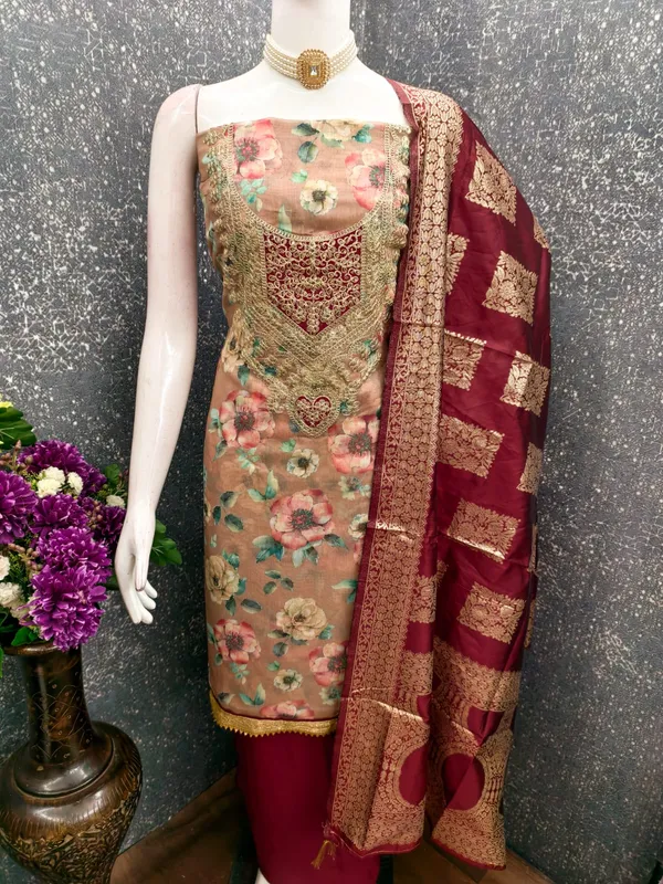 Exclusive_Dress_Material_Suit_For_Women_Pure_Chanderi_Print_With_Coding_Work