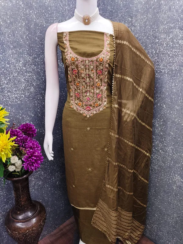 Exclusive_Dress_Material_Suit_For_Women_Pure_Vichitra_Silk_With_Coding_Work