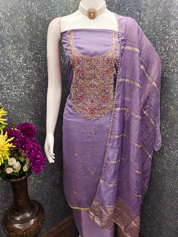 Exclusive_Dress_Material_Suit_For_Women_Pure_Vichitra_Silk_With_Coding_Work