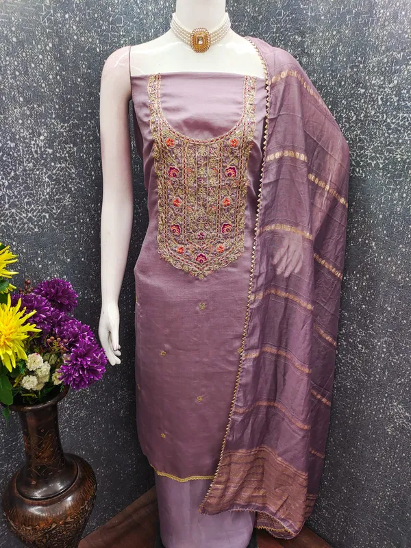 Exclusive_Dress_Material_Suit_For_Women_Pure_Vichitra_Silk_With_Coding_Work