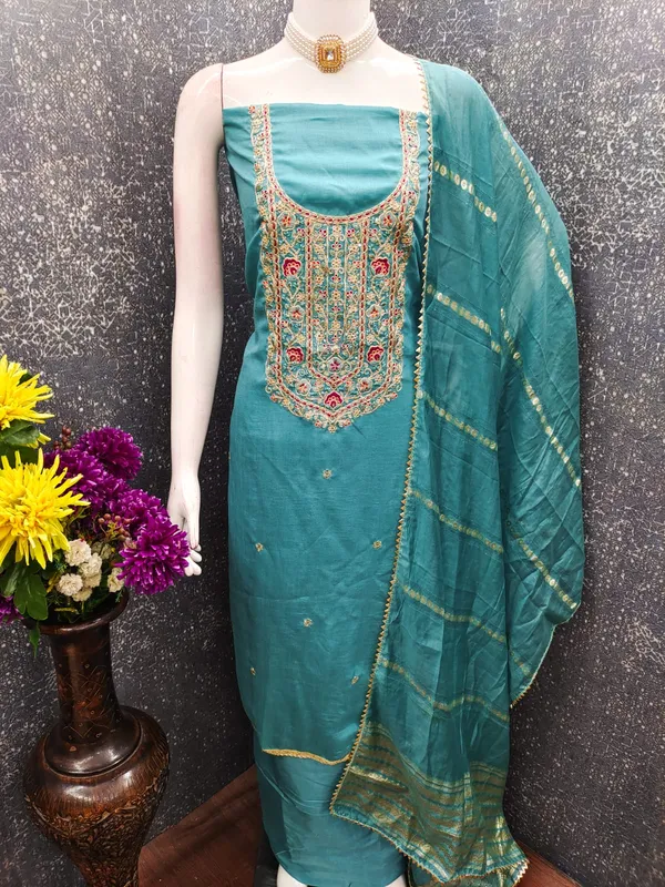 Exclusive_Dress_Material_Suit_For_Women_Pure_Vichitra_Silk_With_Coding_Work