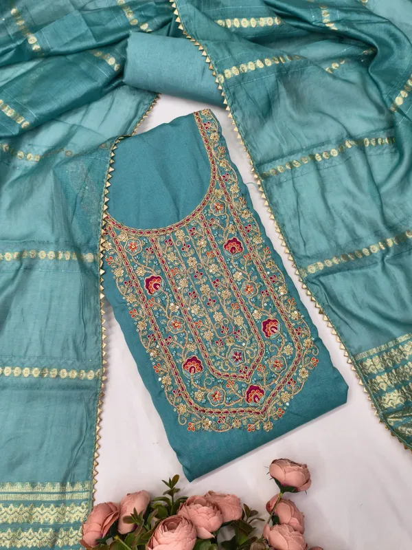 Exclusive_Dress_Material_Suit_For_Women_Pure_Vichitra_Silk_With_Coding_Work