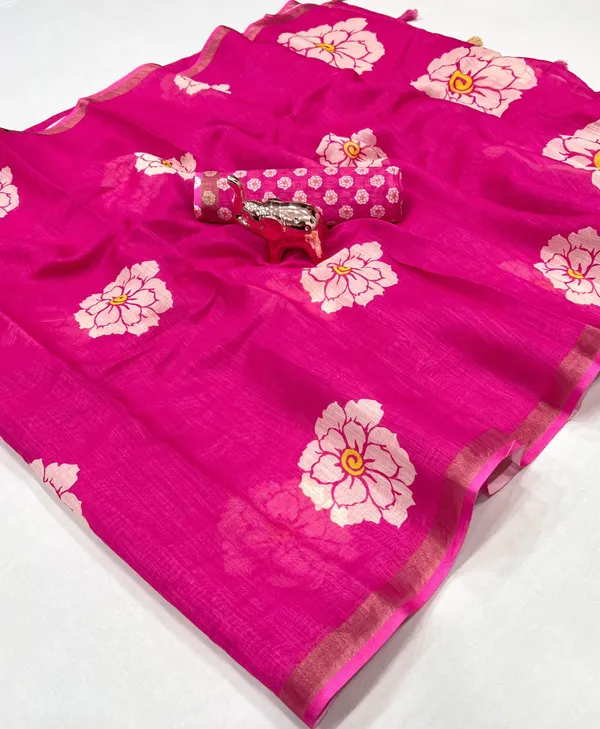 Kalamkari_Patola__Pure_Linen_Saree_And_Batin_Blouse_-_Gajari_Pink