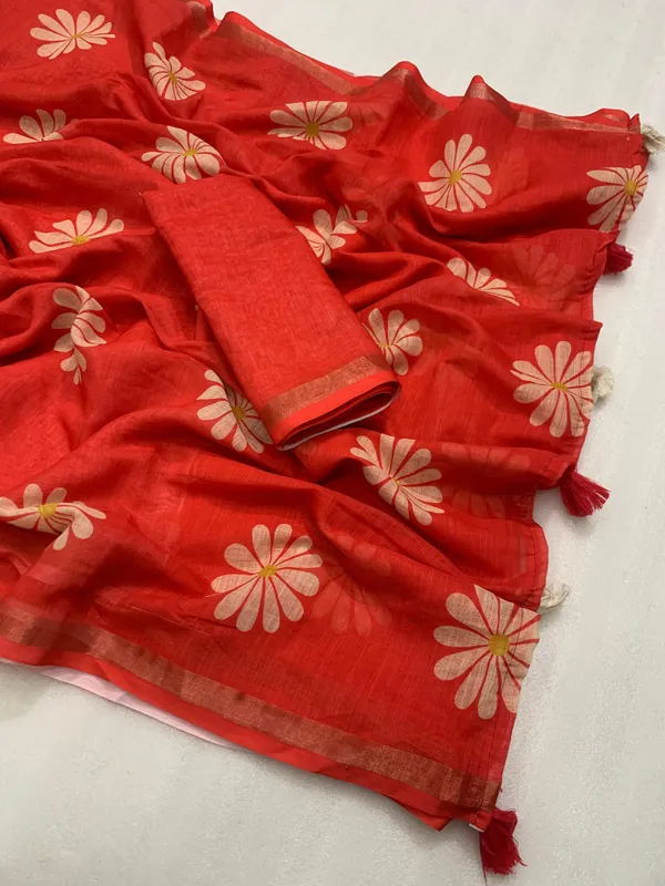 Kalamkari_Patola__Pure_Linen_Saree_And_Batin_Blouse_-_Gajari_Pink