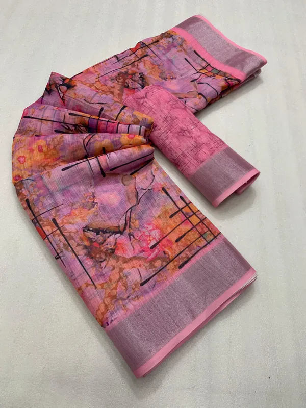 Kalamkari_Patola__Pure_Linen_Saree_And_Batin_Blouse_-_Gajari_Pink