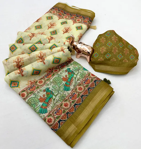 Kalamkari_Patola__Pure_Linen_Saree_And_Batin_Blouse_-_Gajari_Pink
