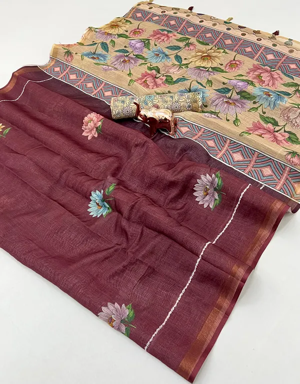 Kalamkari_Patola__Pure_Linen_Saree_And_Batin_Blouse_-_Gajari_Pink
