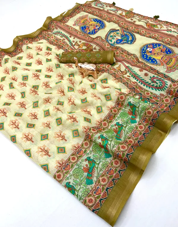 Kalamkari_Patola__Pure_Linen_Saree_And_Batin_Blouse_-_Gajari_Pink