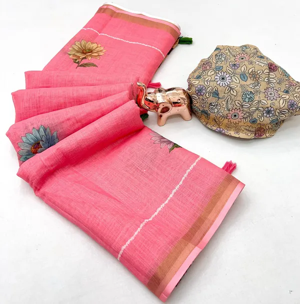 Kalamkari_Patola__Pure_Linen_Saree_And_Batin_Blouse_-_Gajari_Pink