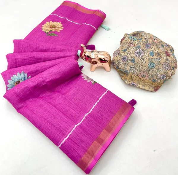 Kalamkari_Patola__Pure_Linen_Saree_And_Batin_Blouse_-_Gajari_Pink
