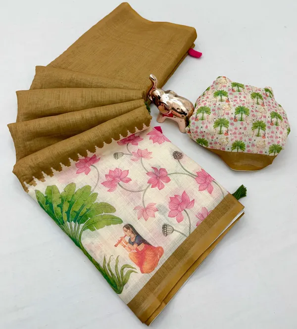 Kalamkari_Patola__Pure_Linen_Saree_And_Batin_Blouse_-_Gajari_Pink
