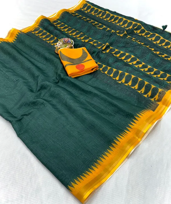 Kalamkari_Patola__Pure_Linen_Saree_And_Batin_Blouse_-_Gajari_Pink