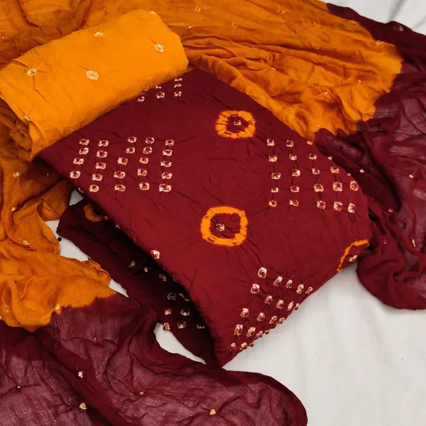 Pure_Rayon_Unstitched_Suit_Dress_Material_|_Hand_Bandhej_Bandhani_|_Premium_Unstitched_Suit_Material_For_Her_|_4.25_Meter_Top_&_Bottom_With_2_Meter_Dupatta