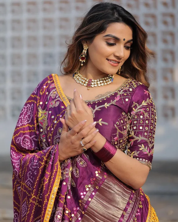 Choli_And_Lehenga_Purple_Butter_Silk_Fabric_Dola_Silk_Lehenga_Choli_With_Mirror_Work_And_Attached_Purple_Dupattapurple_Dola_Silk_Lehenga_Choli_With_Mirror_Work_And_Attached_Purple_Dupatta