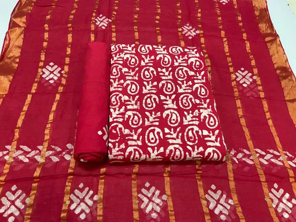 AWESOME_AND_BEAUTIFUL_UNSTITCHED_HEAVY_JAIPURI_SOFT_COTTON_HANDICRAFT_WAX_BATIK_DRESS_MATERIAL_SUIT