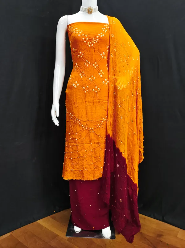 Unstitched_Suit_Dress_Material_|_Sandhya_Pure_Rayon_Hand_Bandhej_Bandhani_|_Premium_Unstitched_Suit_Material_For_Her_|_4.50_Meter_Top_&_Bottom_With_2_Meter_Dupatta