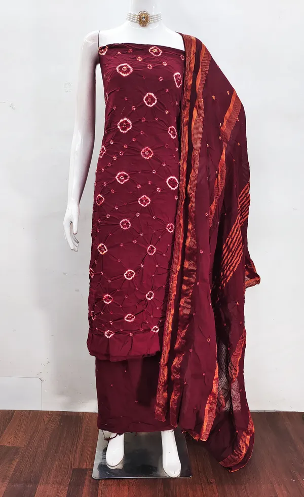Unstitched_Suit_Dress_Material_|_Sarika_Pure_Cotton_Hand_Bandhej_Bandhani_|_Premium_Unstitched_Suit_Material_For_Her_|_4.50_Meter_Top_&_Bottom_With_2_Meter_Dupatta