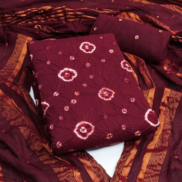 Unstitched_Suit_Dress_Material_|_Sarika_Pure_Cotton_Hand_Bandhej_Bandhani_|_Premium_Unstitched_Suit_Material_For_Her_|_4.50_Meter_Top_&_Bottom_With_2_Meter_Dupatta