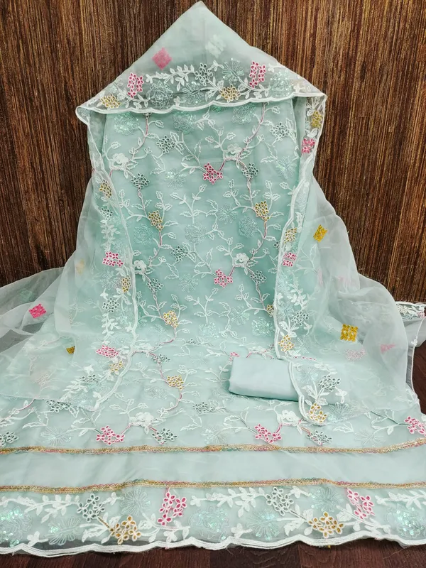 Unstitched_Organza_Silk_Embroidery_Work_Dress_Material_For_Her_With_4.10_Meter_Top_And_Bottom_With_1.50_Meter_Inner_And_2.10_Meter_Dupatta