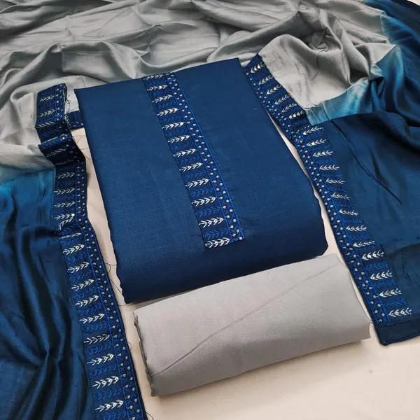 Exclusive_Dress_Material_Suit_For_Women_Slub_Cotton_Tie_Work