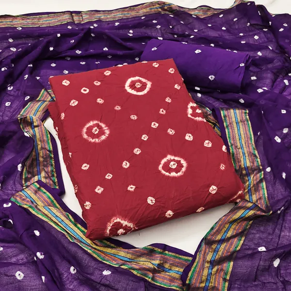 Unstitched_Suit_Dress_Material_|_Sarita_Pure_Cotton_Hand_Bandhej_Bandhani_|_Premium_Unstitched_Suit_Material_For_Her_|_4.50_Meter_Top_&_Bottom_With_2_Meter_Dupatta