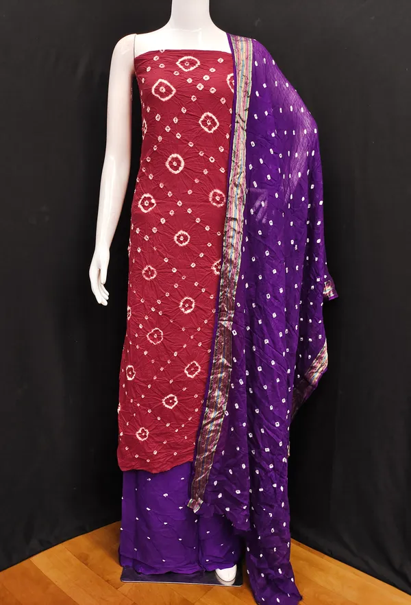 Unstitched_Suit_Dress_Material_|_Sarita_Pure_Cotton_Hand_Bandhej_Bandhani_|_Premium_Unstitched_Suit_Material_For_Her_|_4.50_Meter_Top_&_Bottom_With_2_Meter_Dupatta
