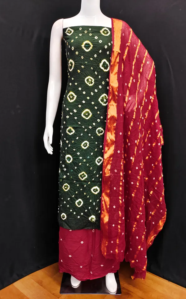 Unstitched_Suit_Dress_Material_|_Sarita_Pure_Cotton_Hand_Bandhej_Bandhani_|_Premium_Unstitched_Suit_Material_For_Her_|_4.50_Meter_Top_&_Bottom_With_2_Meter_Dupatta