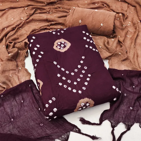 Unstitched_Suit_Dress_Material_|_V_Style_Pure_Rayon_Hand_Bandhej_Bandhani_|_Premium_Unstitched_Suit_Material_For_Her_|_4.25_Meter_Top_&_Bottom_With_2_Meter_Dupatta