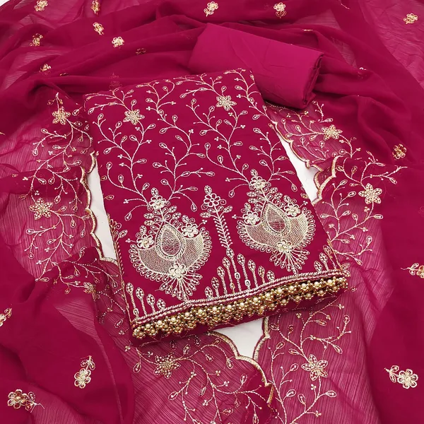 Unstitched_Zamato_Zari_Work_And_Jhalar_Lace_Dress_Material_For_Her_With_4.10_Meter_Top_And_Bottom_With_1.50_Meter_Inner_And_2.10_Meter_Dupatta