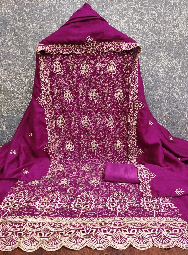 Unstitched_Vichitra_Silk_Embroidery_Work_Dress_Material_For_Her_With_4.10_Meter_Top_And_Bottom_With_1.50_Meter_Inner_And_2.10_Meter_Dupatta