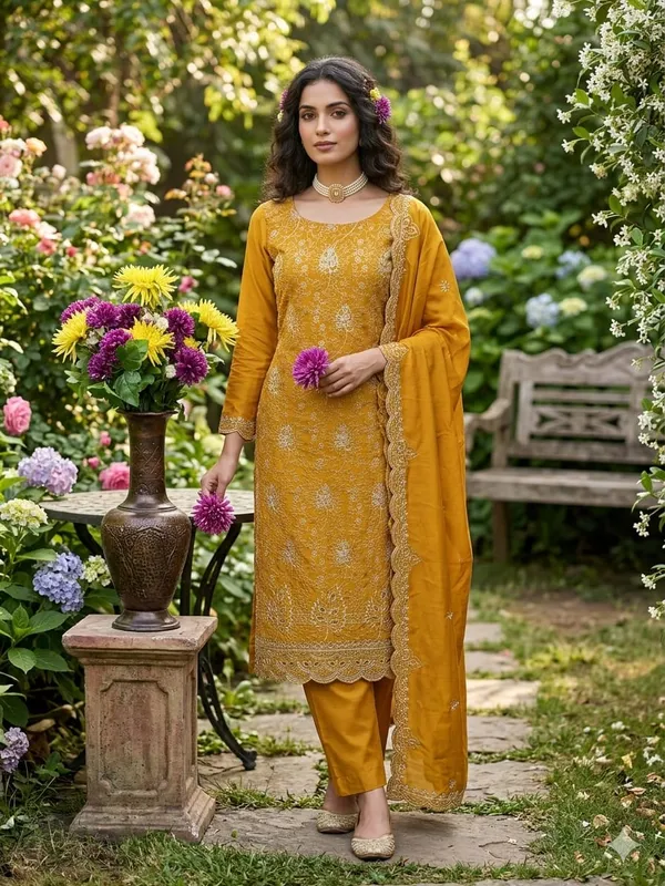 Unstitched_Vichitra_Silk_Embroidery_Work_Dress_Material_For_Her_With_4.10_Meter_Top_And_Bottom_With_1.50_Meter_Inner_And_2.10_Meter_Dupatta