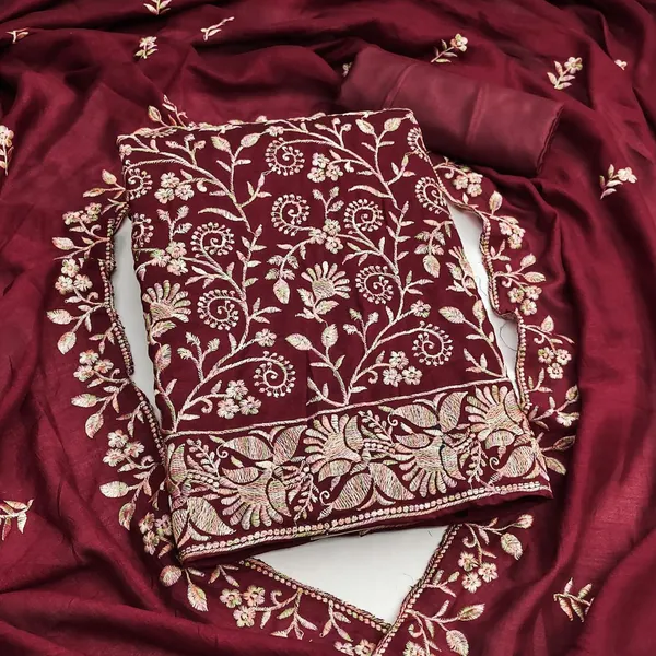 Unstitched_Vichitra_Silk_Embroidery_Work_Dress_Material_For_Her_With_4.10_Meter_Top_And_Bottom_With_1.50_Meter_Inner_And_2.10_Meter_Dupatta