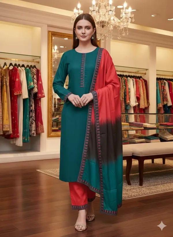 Exclusive_Dress_Material_Suit_For_Women_Slub_Cotton_Tie_Work