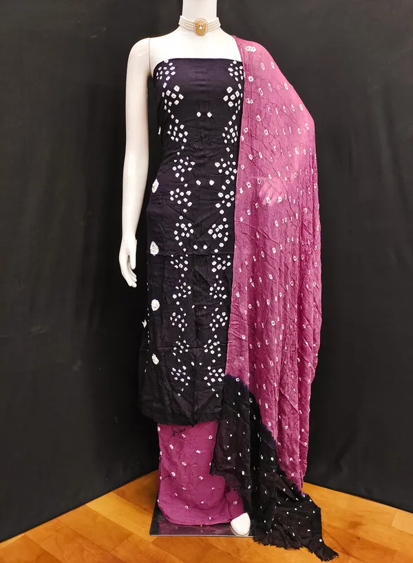 Unstitched_Suit_Dress_Material_|_Janki_Pure_Rayon_Hand_Bandhej_Bandhani_|_Premium_Unstitched_Suit_Material_For_Her_|_4.50_Meter_Top_&_Bottom_With_2_Meter_Dupatta