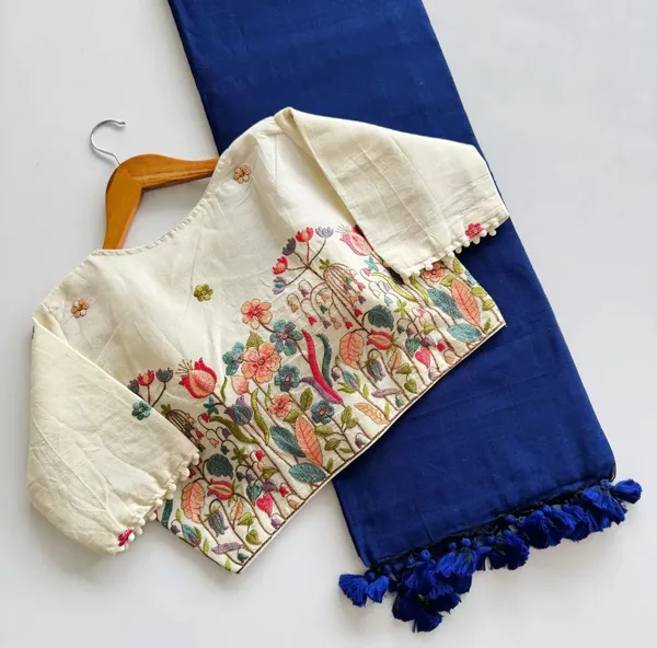 Khadi_Cotton_Saree_with_Embroidered_Blouse
