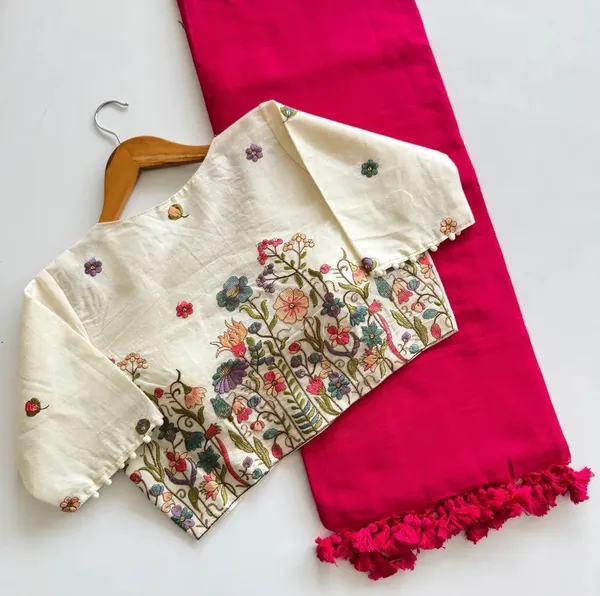 Khadi_Cotton_Saree_with_Embroidered_Blouse