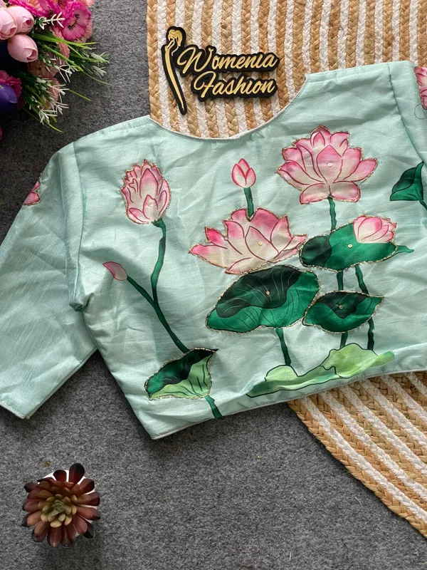 Divine_Bloom_Lotus_Printed_Blouse_with_Handwork_Detailing