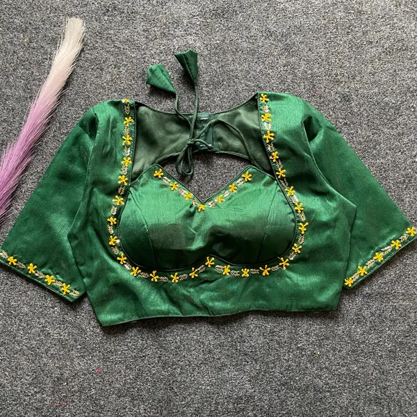 EVALUTE_HALTER_NECK_HEAVY_RAW_SILK_HANDCRAFTED_WORK_FROM__FRONT_AND_BACK_OF_THE_BLOUSE