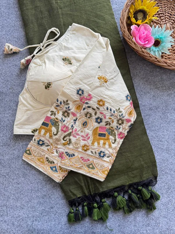 Khadi_Cotton_Saree_with_Embroidered_Blouse