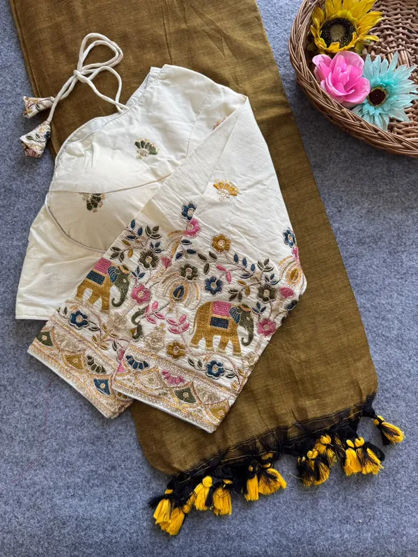 Khadi_Cotton_Saree_with_Embroidered_Blouse