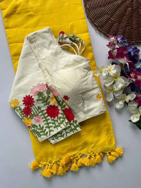 Khadi_Cotton_Saree_with_Embroidered_Blouse