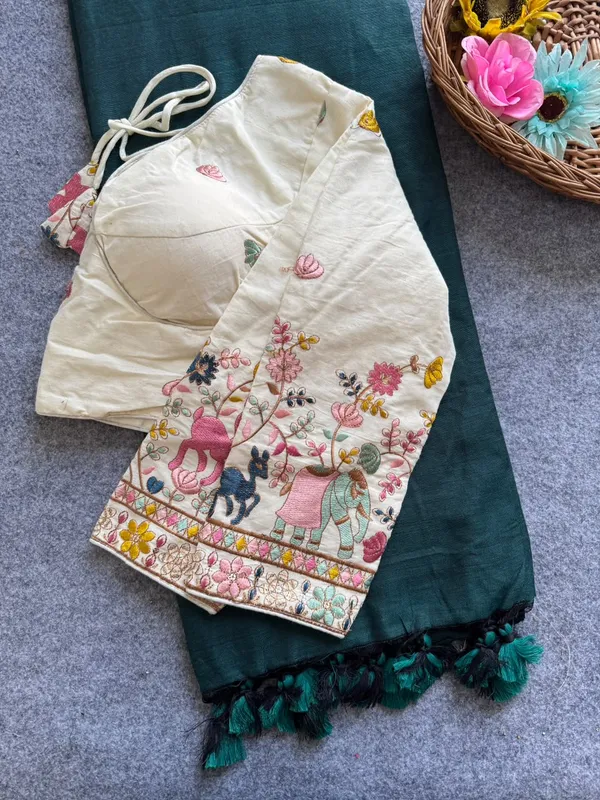 Khadi_Cotton_Saree_with_Embroidered_Blouse