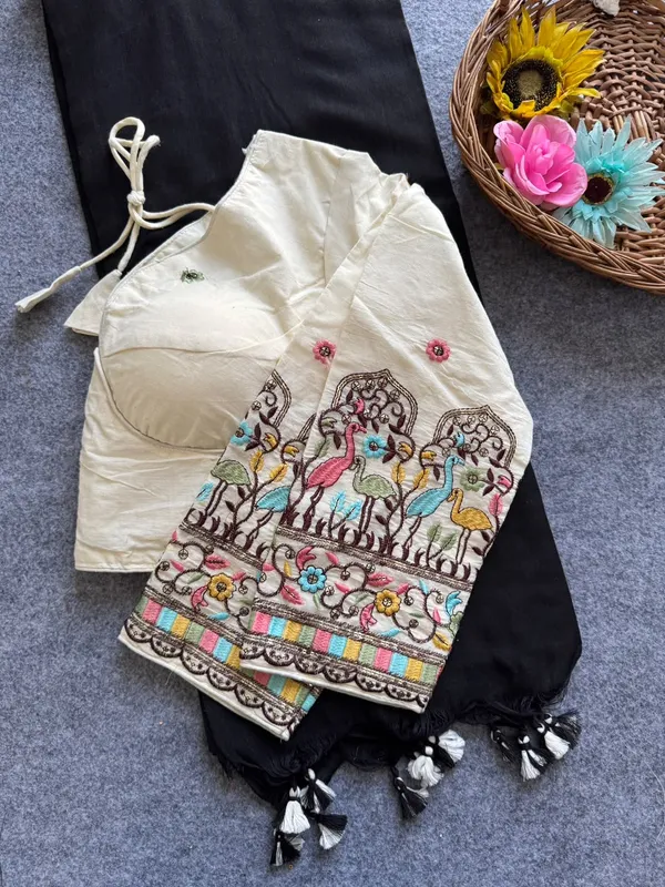 Khadi_Cotton_Saree_with_Embroidered_Blouse