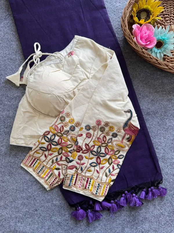 Khadi_Cotton_Saree_with_Embroidered_Blouse