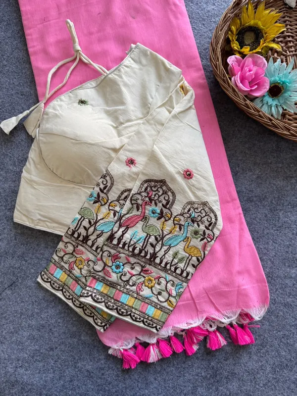 Khadi_Cotton_Saree_with_Embroidered_Blouse