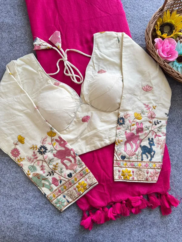 Khadi_Cotton_Saree_with_Embroidered_Blouse