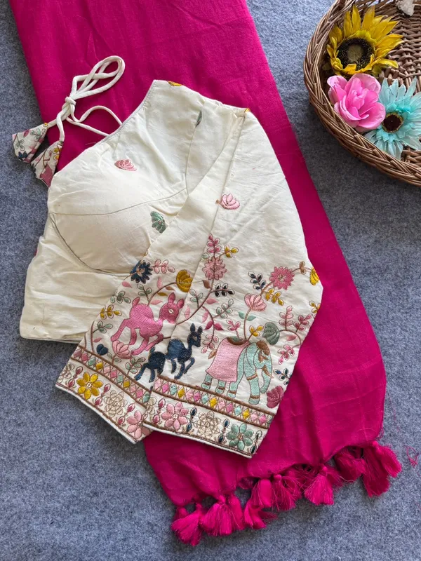 Khadi_Cotton_Saree_with_Embroidered_Blouse