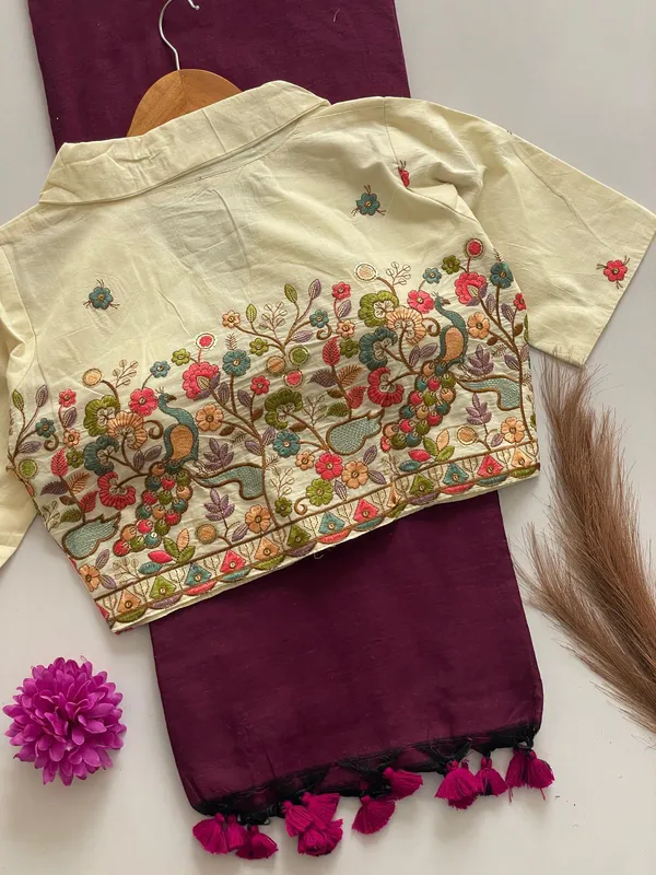 PRESENTING_ORIGINAL_KHADI_COTTON_COLLAR_NECK_BLOUSE_WITH_KHADI_COTTON_SAREE_