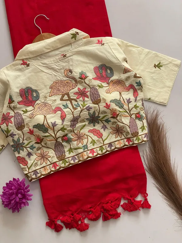 PRESENTING_ORIGINAL_KHADI_COTTON_COLLAR_NECK_BLOUSE_WITH_KHADI_COTTON_SAREE_